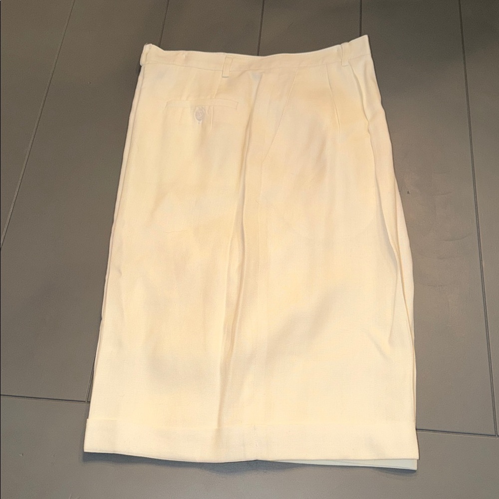 Talbots Linen Neutral cream ivory High Waist Tailored Bermuda Shorts 14 ๐โโฌ - Picture 2 of 14